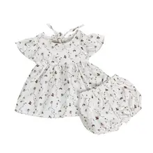 Одежда для новорожденных и малышей, летние топы с цветочным рисунком для маленьких девочек, платье и шорты, комплект из 2 предметов, пляжный костюм