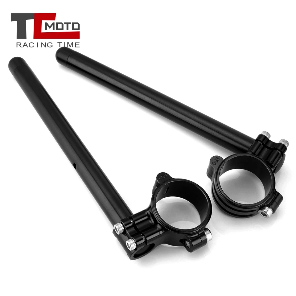 Universal Clip-On Motorcycle 7/8" Handlebars 55mm Fork Tube Cafe Racer CNC Gold