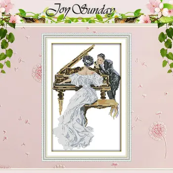 

The Woman Play the Piano Counted Cross Stitch DIY 11CT 14CT Cross Stitch Set Chinese Cross-stitch Kits Embroidery Needlework