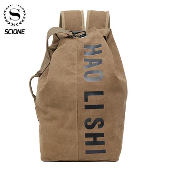 

Scione Men Travel Bag Mountaineering Backpack Male Canvas Large Bucket Shoulder Bags For Boys Man Military Rucksack Mochila