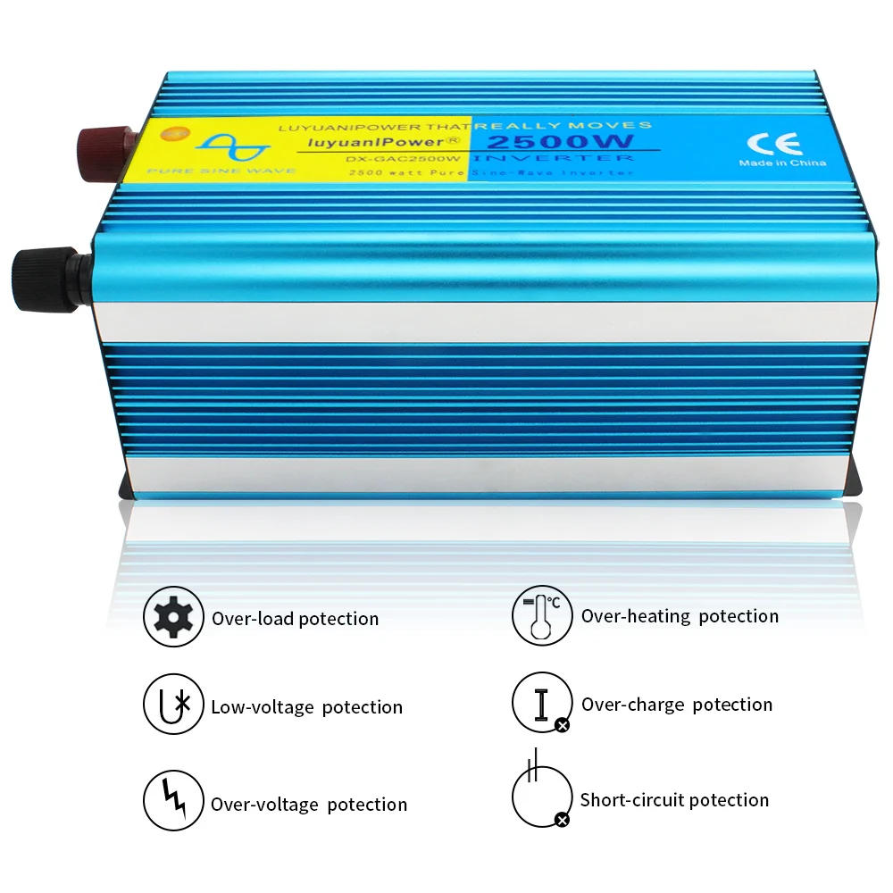5000 ватт пик DC 12V 24V TO AC 220 V/110 V двойной светодиодный дисплей чистая Синусоидальная волна США вилка/универсальная вилка дом/выход инвертор питания(синий