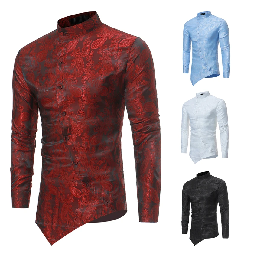 Camisas africanas Riche Bazin para camisas moda de estilo africano con botón oblicuo Dashiki, camisetas de manga larga de corte Irregular para hombre, 2022|Ropa africana| - AliExpress