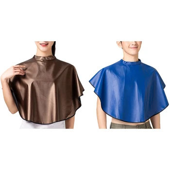 

2 Pcs Hairdressing Shawls Grid Hair Treatments Bib Styling Salon Hairdresser Shampoo Cape Wraps-Brown & Blue