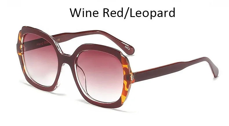 Wine Red Leopard Сексуальные леопардовые Солнцезащитные очки женские модные брендовые дизайнерские роскошные солнцезащитные очки с большой оправой 90s женские квадратные градиентные линзы Oculos De Sol - Цвет линз: Wine Red Leopard