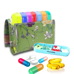 7 Day Weekly Purse Daily Pills Box Rose Pattern Medicine Holder Organizer Splitter Plastic Waterproof Portable Container Case