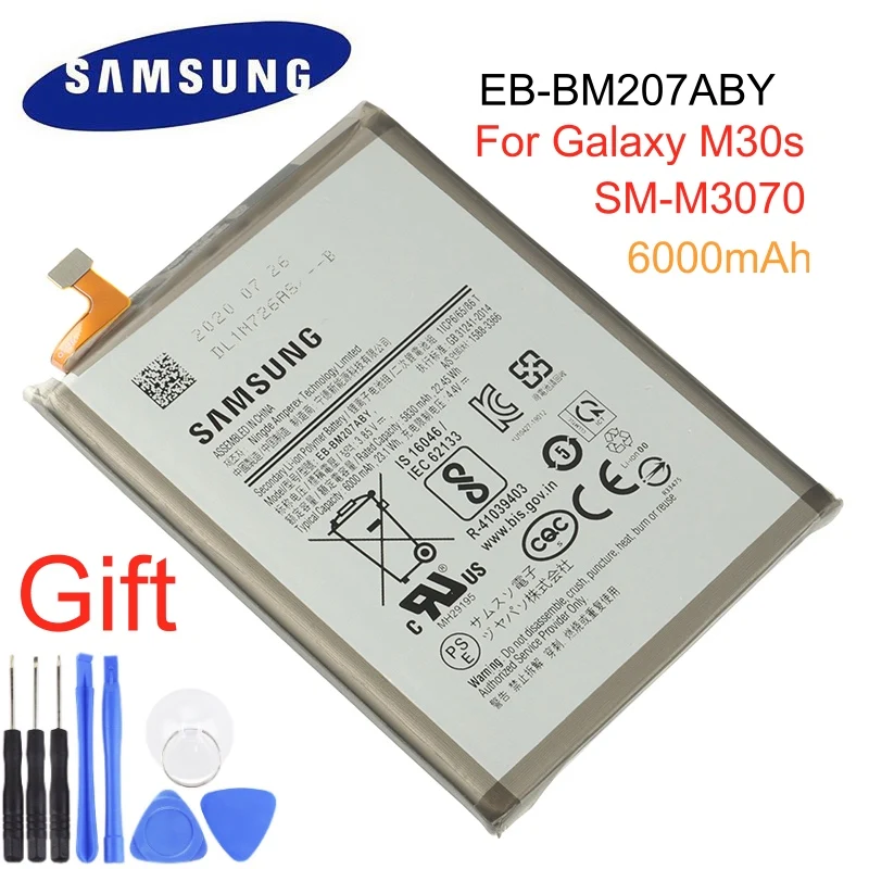 Оригинальная Аккумуляторная батарея для Samsung Galaxy M30s стандартная телефона 6000 мАч аккумулятор большой