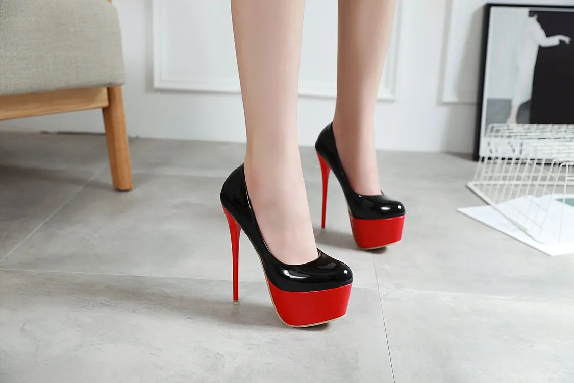 Женские туфли на очень высоком каблуке красного цвета; женские туфли-лодочки; черный сексуальный Стриптизер; вечерние туфли на каблуке; женская обувь; chaussure femme schoenen