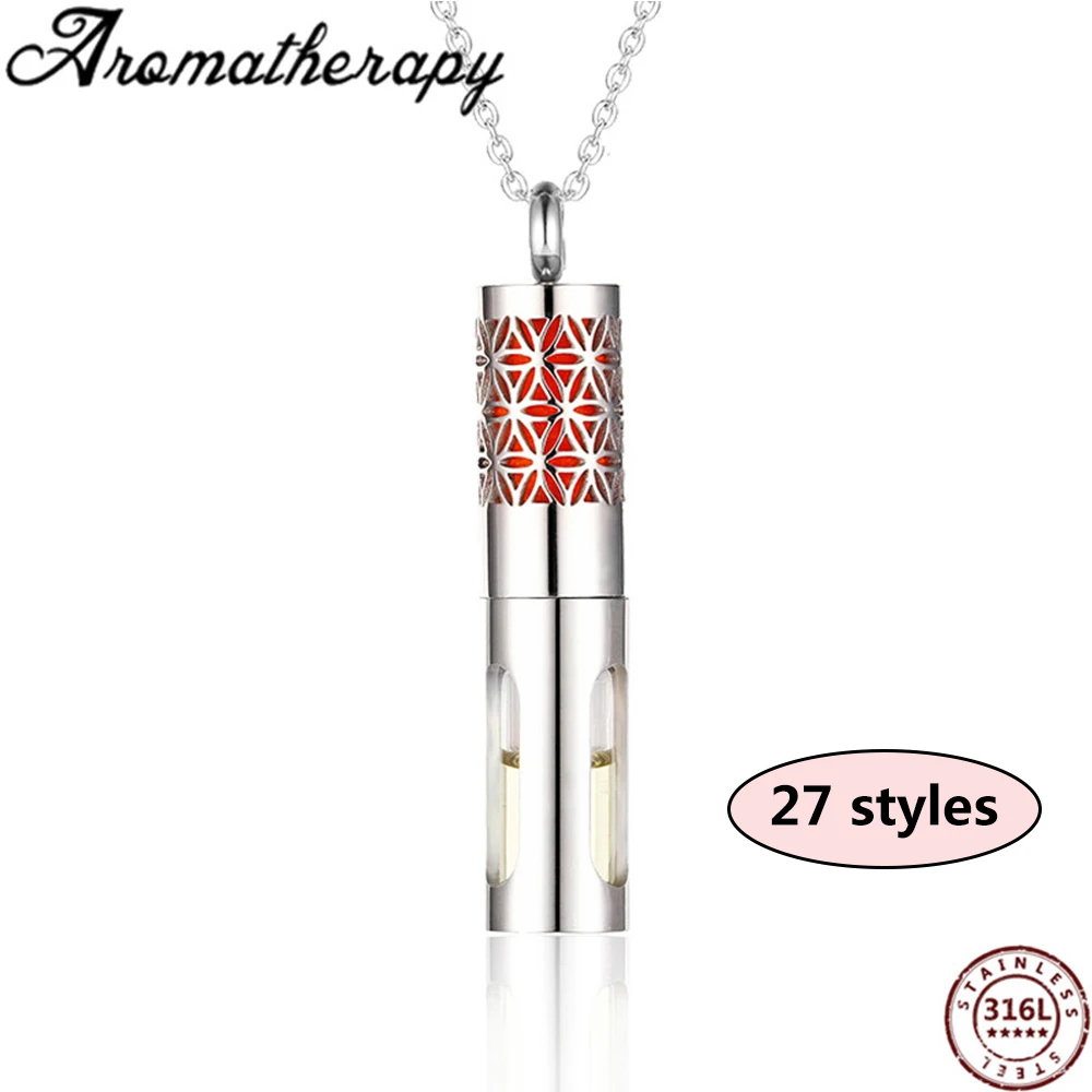 

Diffuser Pendant Perfume bottle essential oil aromatherapy diffuser locket stainless steel with perfume cotton for women men