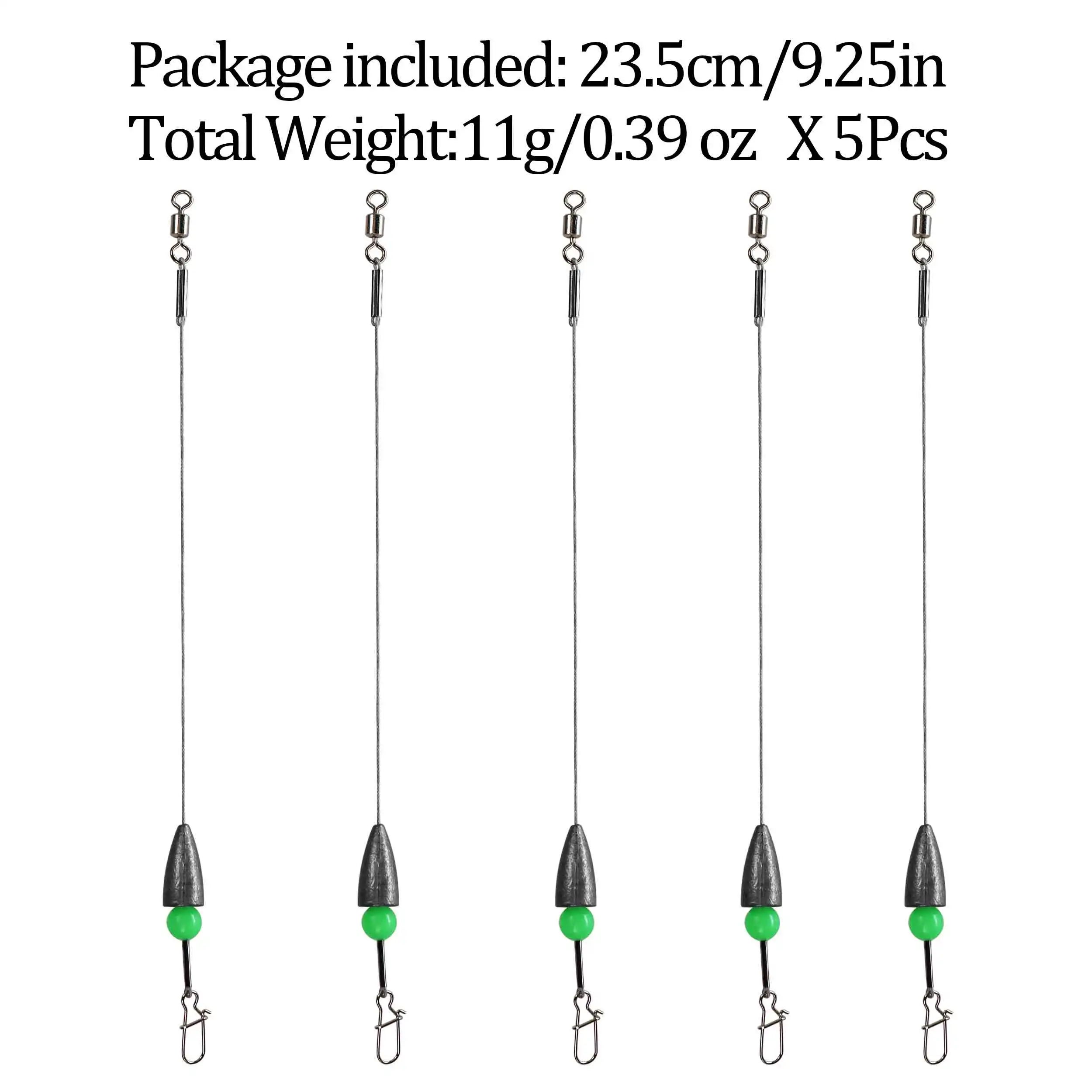 5PCS Bullet Weights for Fishing Ready Texas Rigging Fluorocarbon Fishing  Line with Sinker 1/0 Worm Hooks Kits Rolling Swivel Carolina Rig for Bass