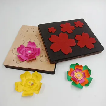 

Elegant 5 Layered Petals Flower Wooden Die Cut Stencil For DIY Scrapbooking Ornament Paper Leather Crafts Making Mould 2019
