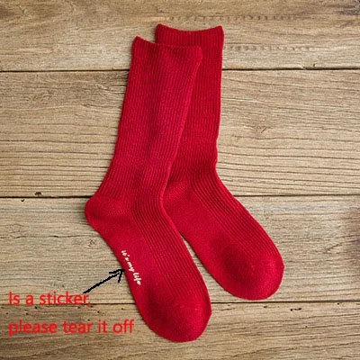 Осенне-зимние женские носки с толстой линией, классические женские хлопковые носки с вертикальной полоской, Длинные Носки ярких цветов для школы