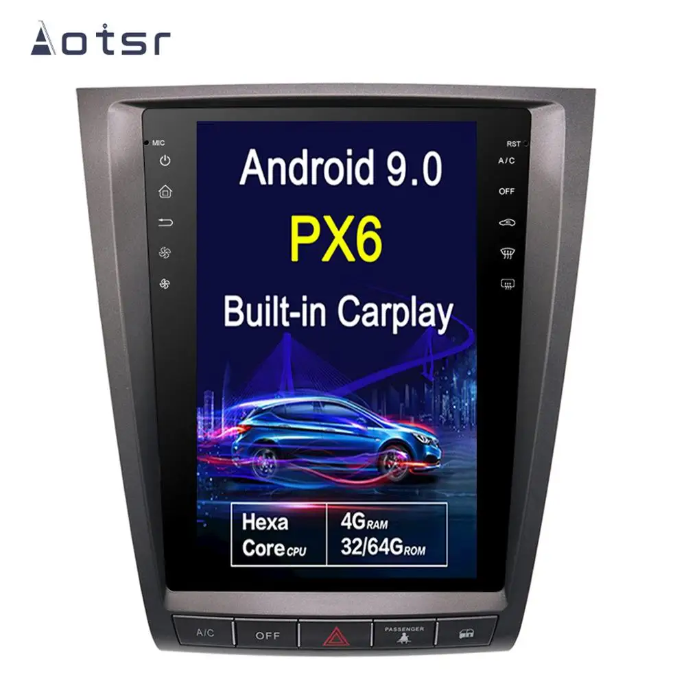 AOTSR чистый Android 9,0 Tesla стиль PX6 wifi Автомобильный gps навигатор для Lexus GS GS300 GS460 GS450 GS350 мультимедийный плеер SWC