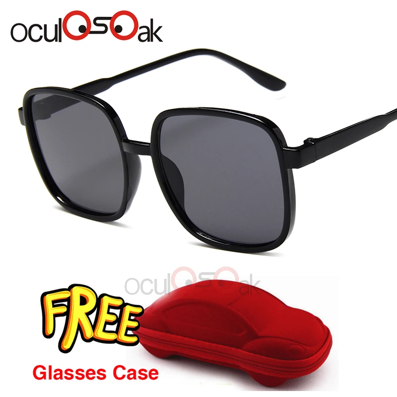 Oculosoak/крутые От 6 до 15 лет, детские солнцезащитные очки, солнцезащитные очки для детей, для мальчиков и девочек, модные очки, покрытие линз, защита с коробкой - Цвет линз: black grey red