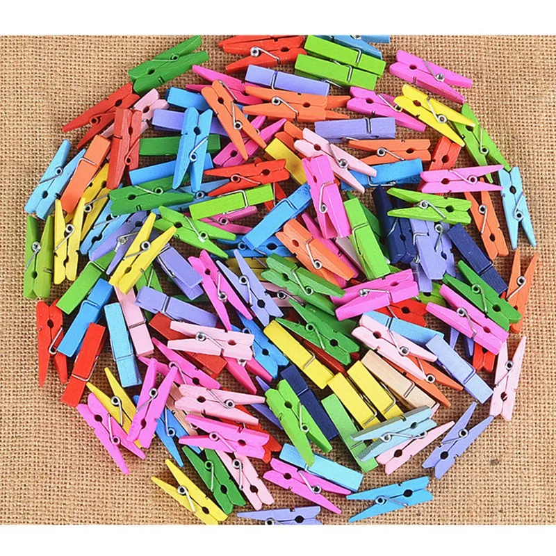 50Pcs Mini Color Wood Clip Photo Clip Clothespin Craft Decoration Clip