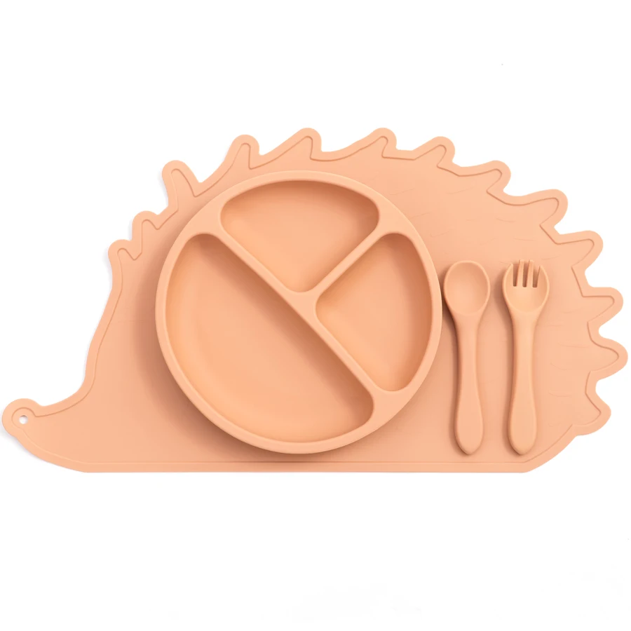 New Cartoon Hedgehog Shape Silicone Baby Placemat Newborn Feeding Solid Food Dishes Plate Table Mat Children's Tableware 6