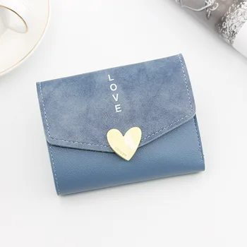 

Women Purse Small Candy Color Short Leather Heart Wallet Luxury Brand Famous Mini Female Fashion Wallets Credit Card Holder