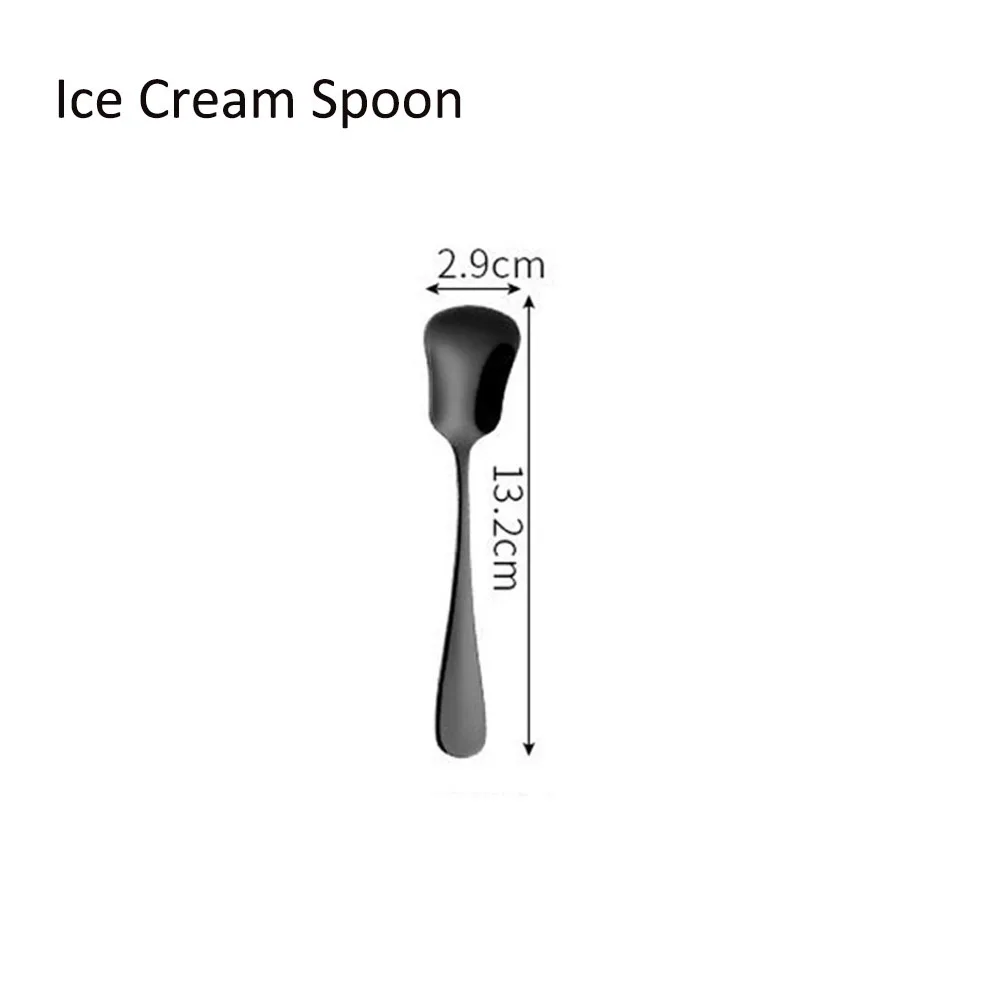 NO4 Ice Cream Spoon Обеденный из нержавеющей стали вилка Корея красочные десерт пирог вилка длинная ручка Золотой синий черная Вилка Набор для отеля вечерние Прямая - Цвет: NO4 Ice Cream Spoon