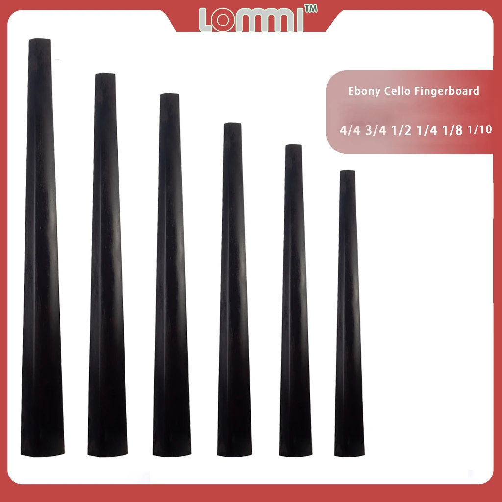 

LOMMI 1PC Handcarved Ebony Cello Fingerboard Beveled Finished Cello Fingerboard 4/4 3/4 1/2 1/4 1/8 1/10 Size Cello Shaped Part