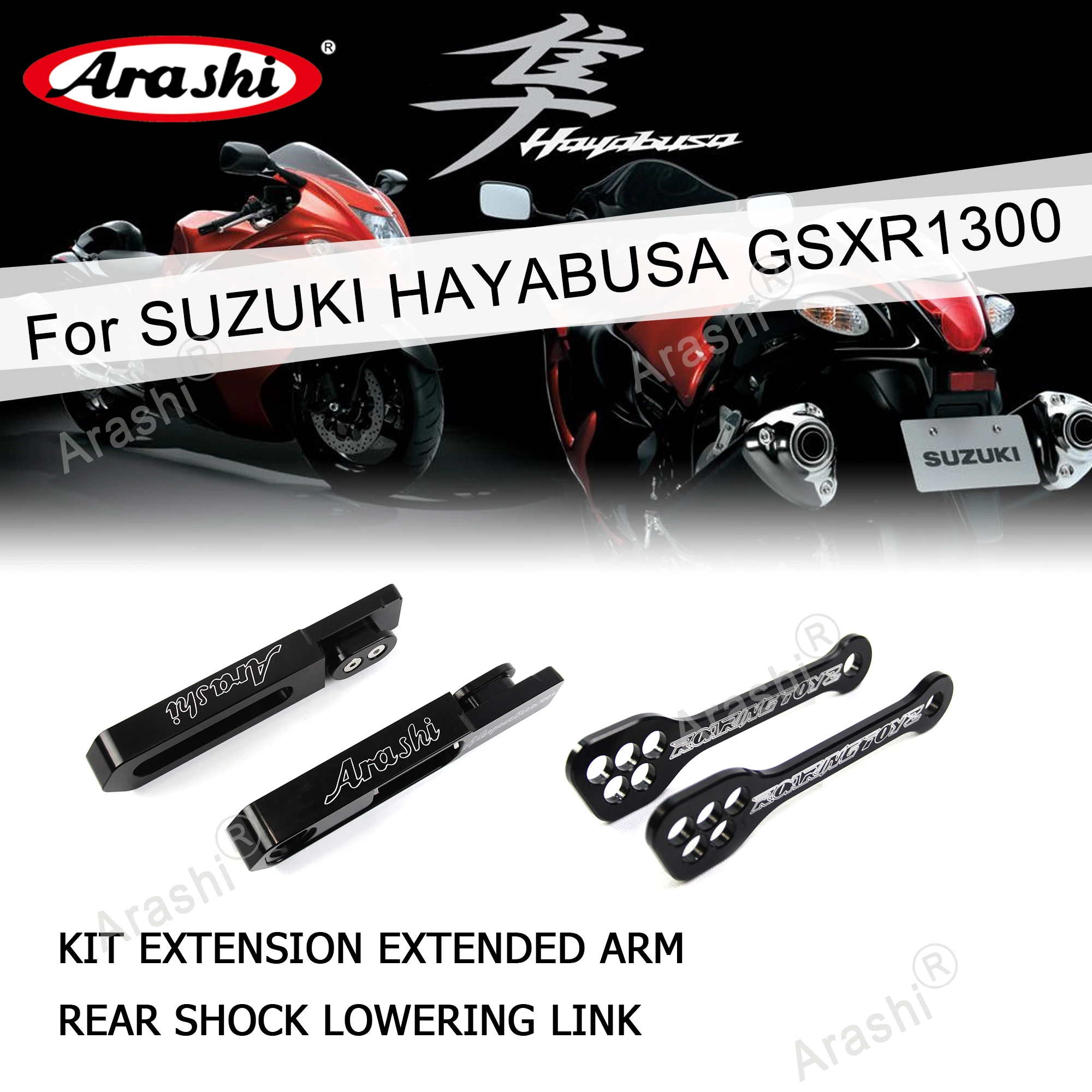 Arashi Swingarm Kit Extension Extended Arm Rear Shock Lowering Link For SUZUKI HAYABUSA GSXR1300 2008-2017 GSX1300R GSXR 1300