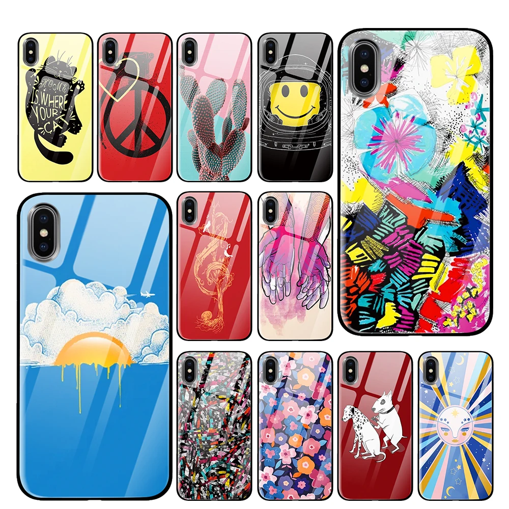 Rock sunshine dog для iPhone 5 5S 6 6s 7 8 Plus X XS XR 11 Pro макс. закаленное стекло чехлы