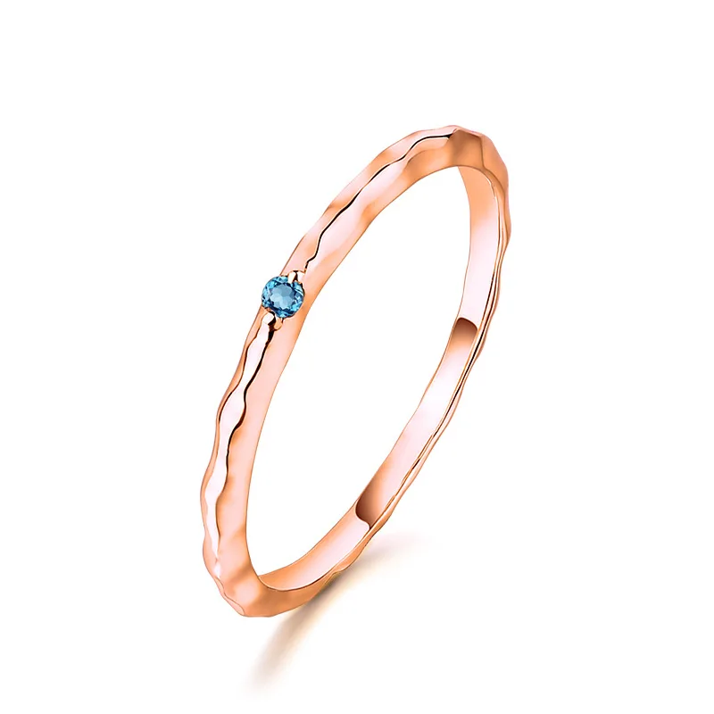 

Bohemia 14K Pure Real Rose Gold Topaz Stackable Rings for Women Fancy Flower Genuine Gemstone Bands Fine Anniversary Jewelry