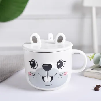 

Creative Hamster Belly Mug Cartoon Ceramic Coffee Cup with Lid Spoon 330ml Household Water Drinking Cups Office Milk Juice Mugs