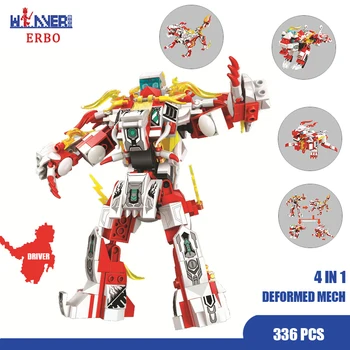 

ERBO 336 Pcs Building Blocks Technology 4 In 1 Mecha Armor War Machine Thanos Figures Technic Stacking Bricks Gift Toys for Kids