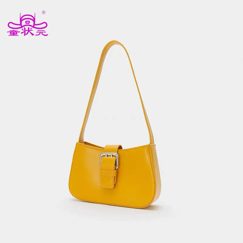

Bag Buang 2020 New Designer Simple Solid Button Hasp Belt Small Tote Handbag Female Simple Casual Retro Shoulder Bag