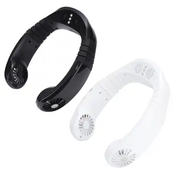 

Portable Mini Music Sound Fan 4.3V Neck Hanging Fan USB Rechargeable Sports Fan with light Desk Hands-free Air cooler