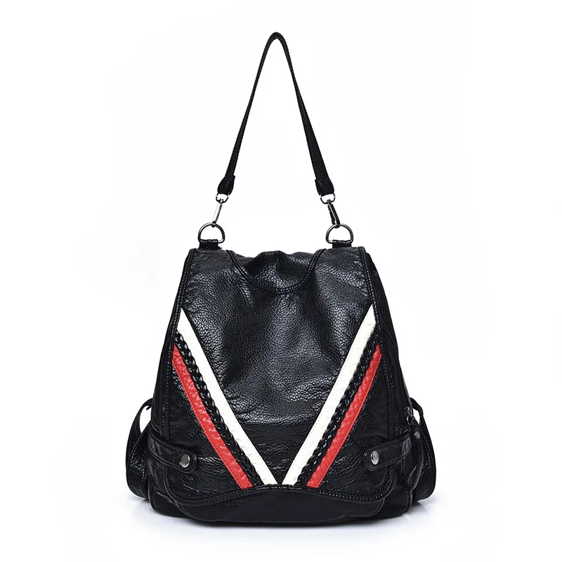 

2018 Really Washed Leather Backpack Women's Large Triple Use Shoulder Bag Fashion Soft Leather Backpack College Style School Bag