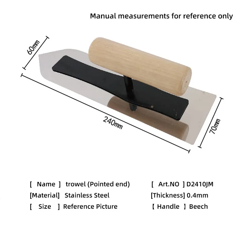 Description Picture 5 of itemStainless Steel trowel Putty Knife Shovel None-nail Pushing Knife Putty Batch Ash Knife Spade diatom mud Art paint Tools