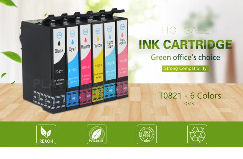 Plavetink 6 Цвет T0821 принтера чернильный картридж совместимый для Epson Stylus R270 R390 RX590 TX700W TX800W T50 TX720 TX700 принтер