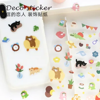 

1 Pc Kawaii Journal Stickers Cute Cartoon Animal Fruit Stickers Scrapbooking Diary Decorative PVC Stationery Stickers
