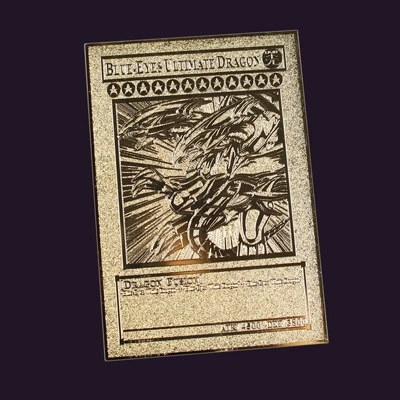 Yu Gi Oh японское аниме вокруг Золотой английской карты Крылатый Дракон гигантский солдат небо Дракон металлическая карта детская игрушка подарок - Цвет: QYJJL-Y