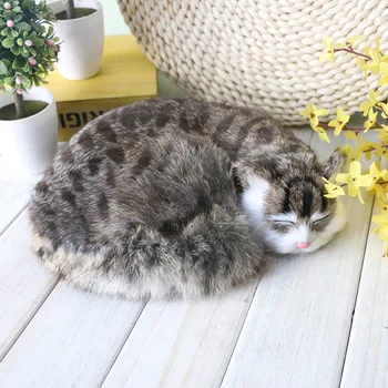 

Simulation Cat Animal Model Fur Crafts Ornaments Sleeping Cat Home Decoration