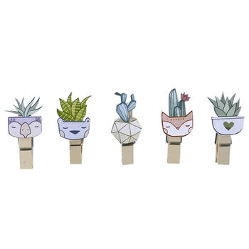 

10pcs Handmade Wooden Creative Funny Cartoon Cactus Photo Clip Paper Clip Multifunctional Small Clip Snack Clip Clothespin