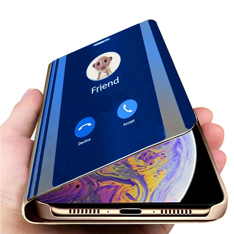 Роскошный умный зеркальный флип-чехол для телефона iPhone 11 Pro XR XS Max X кожаный чехол с
