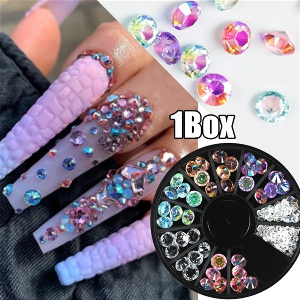 Colorful 3d Nail Art Rhinestones Shining Color Nail Rhinestone Gem 3d Crystal For Nail Art Stone Gold Diamond Glass Manicure Rhinestones Decorations Aliexpress
