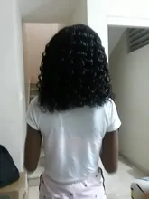 Rizado de la onda de agua Bob peluca del pelo humano del frente del cordón pelucas con minimechones pelo brasileño BOB corto peluca para las mujeres negras