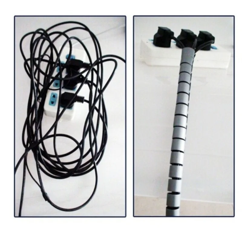 Cable Organizer 2M Flexible Spiral Tube Cable Organizer Wire Wrap Cord Protector Storage Pipe Cables Winder Home Desk Office Organization Tools