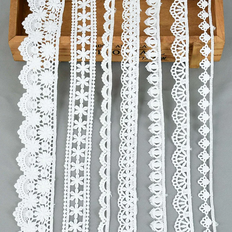 5 Yards White Lace Milk Silk Water Soluble Embroidery Lace Ribbon Trim Fabric For Sewing Apparel Accessories Handmade DIY Crafts