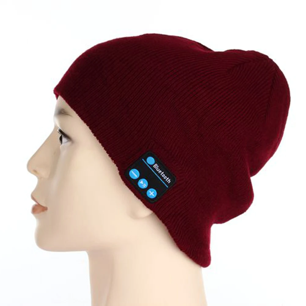 Зимняя Bluetooth USB перезаряжаемая музыкальная шапка, беспроводные наушники, гарнитура с микрофоном, спортивная шапка, вязаная шапочка-бини, шапка