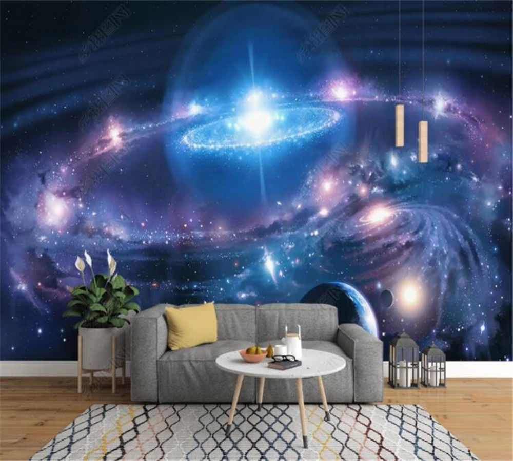 

beibehang Custom wallpaper 3d modern minimalist starry sky universe constellation galaxy mural background wall papel de parede