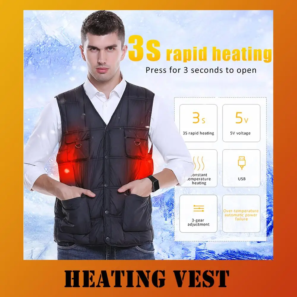 

Intelligent Heating Solid Color Cotton Vest Korean Version Jacket USB Safe Winter Loaded Heating