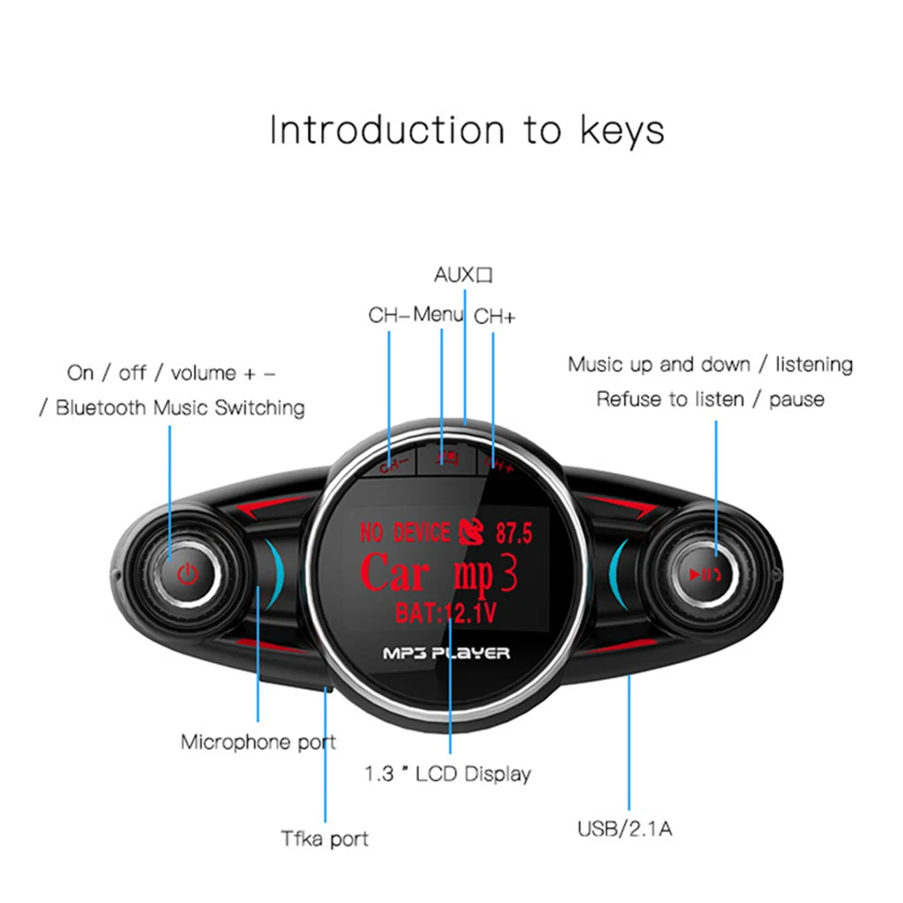 ACCNIC Bluetooth беспроводной Автомобильный Mp3 плеер Handsfree fm-передатчик AUX аудио USB зарядное устройство ЖК-дисплей Автомобильный fm-модулятор