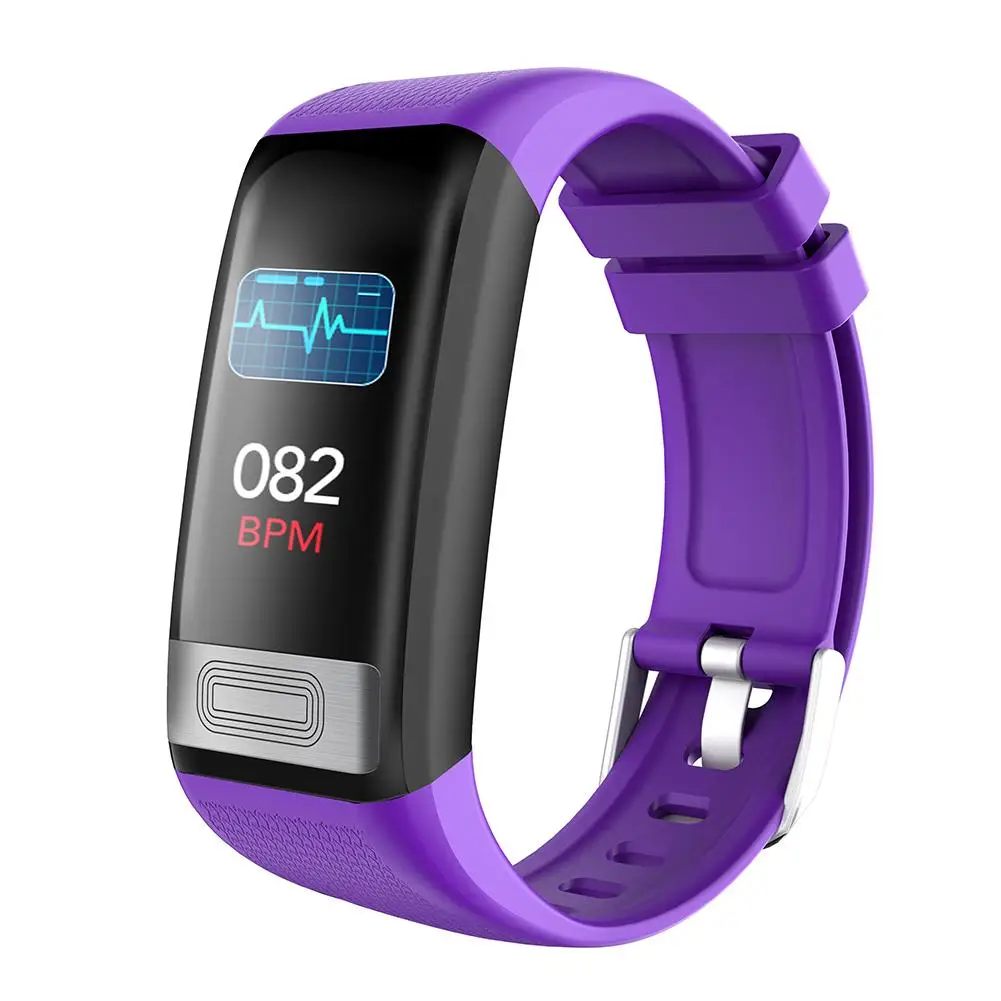 purple C20S умный Браслет Bluetooth Смарт-браслет ЭКГ PPG пульсометр кровяное давление кислородный мониторинг сна водонепроницаемый C20S SmartBracelet - Цвет: purple