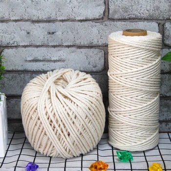 

Durable Cotton Cord Natural Beige Twisted Cord Rope Craft Macrame String DIY Handmade Home Decorative Macrame Cotton Cord Rope