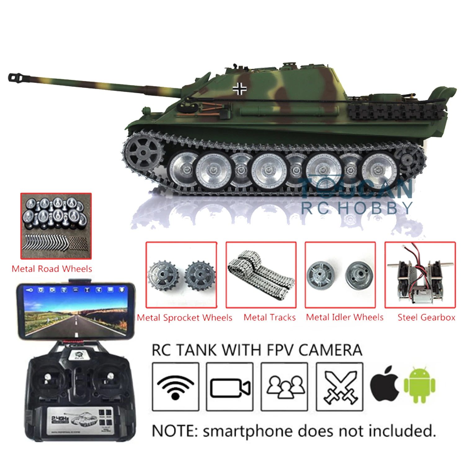 HENG LONG 1/16 7 0 Jadpanther RTR RC Tank 3869 FPV металлические трековые колеса |
