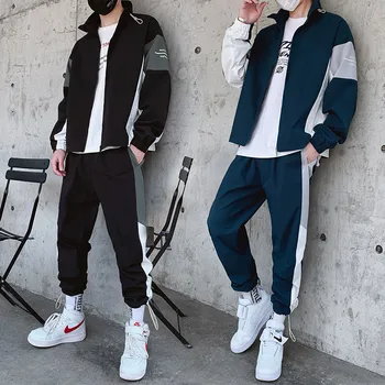 

2020 New Men's Tracksuit Man Two Piece Set Sweatsuit Hip Hop Overalls Leisure Suit Hooded Jackets And Hip Hop Harlan Pants