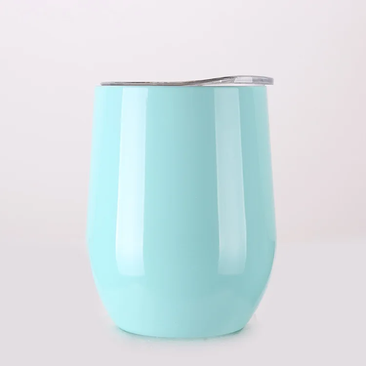 I-light blue Лидер продаж! 12 унций Яйцо Shapped кружка вина из нержавеющей стали стакан изолированный термос путешествия кофе пиво - Цвет: I-light blue